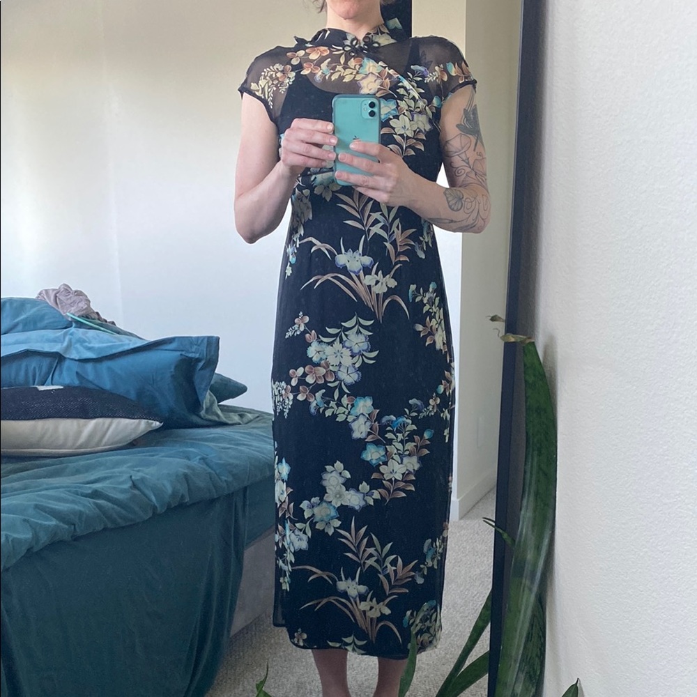 Y2K floral Black Dress size M
